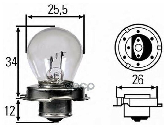 8ga 008 899-121_лампа Накаливания! Для Мототехники S3 12v 15w P26s HELLA арт. 8GA008899121