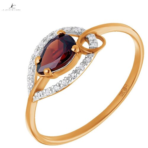 Кольцо золотое с бриллиантами и гранатом арт. 1214707г