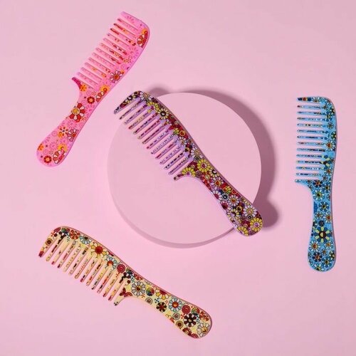 Расческа гребень для волос для стрижек и укладки парикмахерская универсальная для мокрых и сухих волос 19 х 4 см рисунок микс 336₽