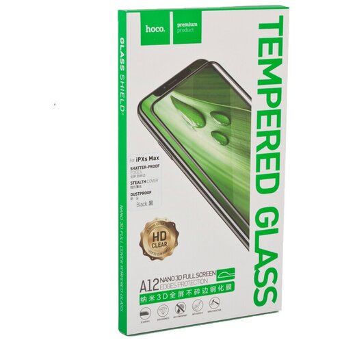 Защитное стекло для iPhone 11 Pro Max/XS Max Hoco Nano 3D Full Screen Edges A12 - Черное защитное стекло hoco nano 3d full screen edges a12 для iphone 12 mini черное