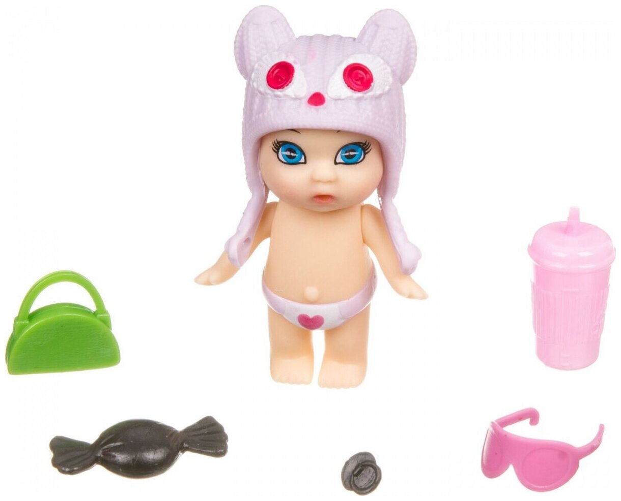 Набор игровой BONDIBON куколка OLY в шапочке-ушанке с животным и аксессуарами в банке (ВВ3832)