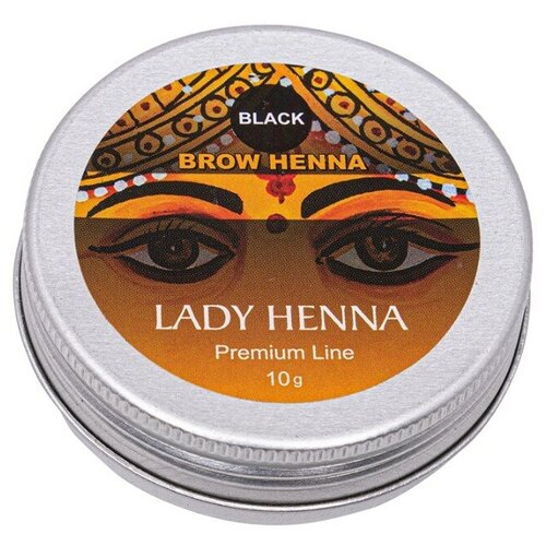 Lady Henna Краска для бровей на основе хны Premium Line, черный, 10 мл, 10 г