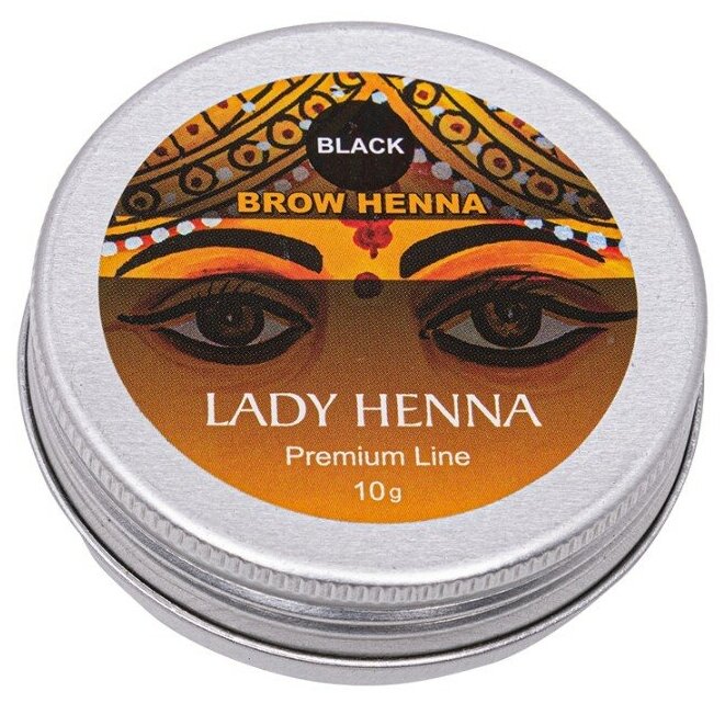 Lady Henna Краска для бровей на основе хны Premium Line, Черный, 10 г