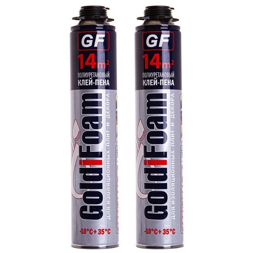 Монтажная клей-пена Goldifoam 840 гр полиуретановая время полного отверждения 12 ч для изоплит и декора всесезонная 2 шт 1880₽