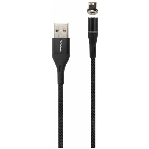 Магнитный USB кабель Borofone BU16 1,2м Lightning чёрный кабель usb lightning для iphone 2 4a bu16 1 2 м магнитный красный юсб лайтинг