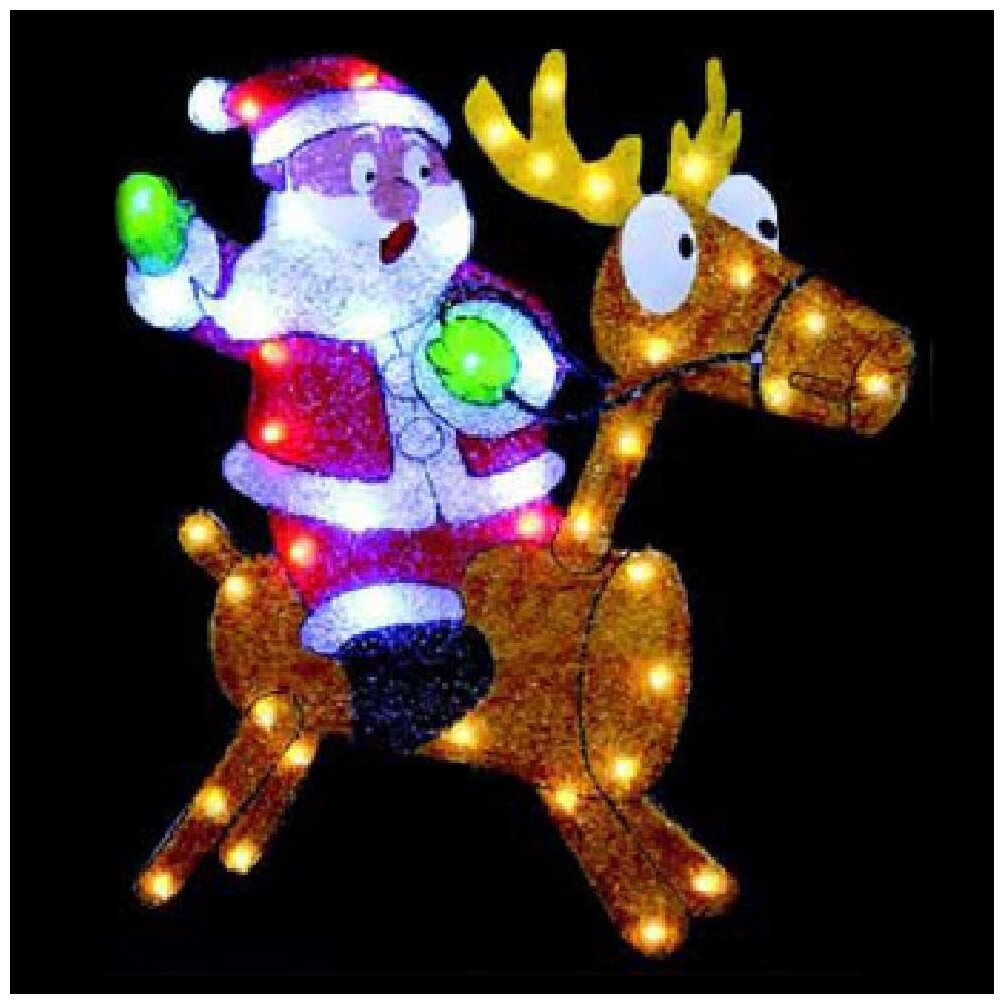 Панно светодиодное SHLights Санта-Клаус на олене, 46 LED, уличное, на подставке (PKQE080149)