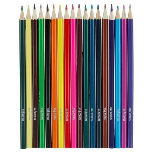набор цветных карандашей в пластик упаковке на кнопке 18 цветов Карандаши цветные №1 School Отличник 18 цветов 1316365