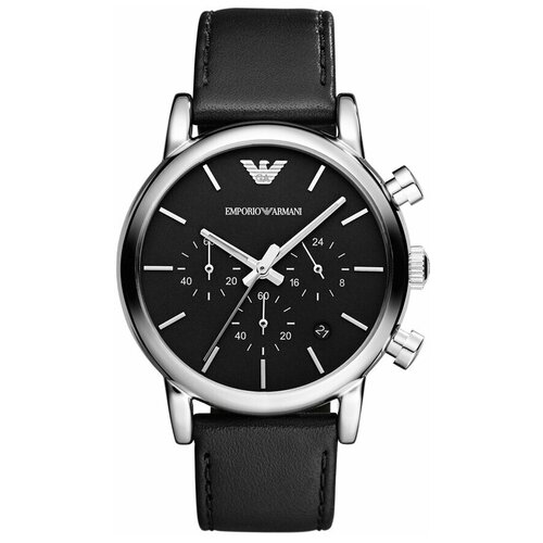 наручные часы emporio armani luigi серый серебряный Наручные часы EMPORIO ARMANI Luigi, черный, серебряный