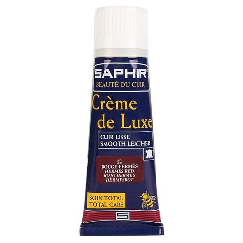 Темно-красный крем для обуви с губкой Saphir Creme de Luxe