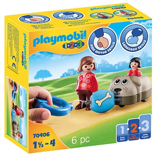 Playmobil 1-2-3 70406 Автомобиль собака, 6 дет. конструктор playmobil 1 2 3 70125 экскаватор 6 дет