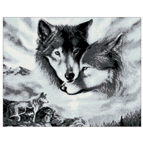 фото Гранни набор алмазной вышивки волчья любовь (ag410) 48x38 см