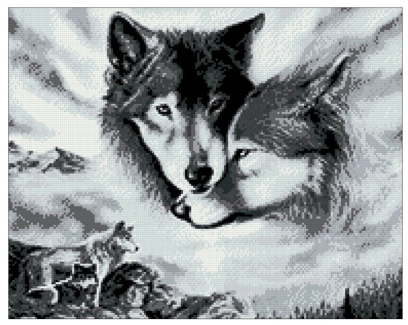 Алмазная мозаика Гранни «Волчья любовь» (40х50 см, полная выкладка, квадратные стразы)