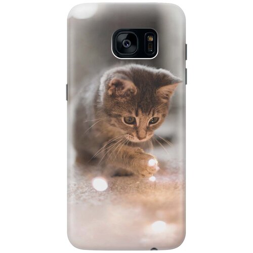 фото Cиликоновый чехол на samsung galaxy s7 edge / самсунг с7 эдж с принтом "котенок и свет" gosso