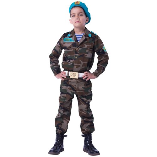 Костюм пуговка, размер 128, коричневый/голубой костюм для мальчика толстовка брюки цвет тёмно синий рост 116 122см