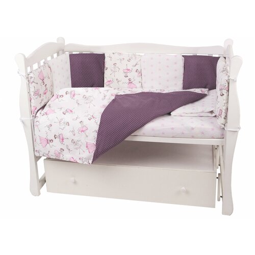 фото Борт в кроватку 12 предметов (12 подушек-бортиков) amarobaby амели (бязь, вишня/белый)