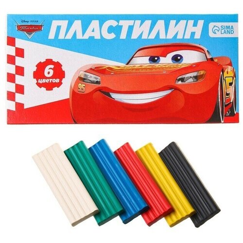 Пластилин 6 цветов 90 г , машинки 1 шт.