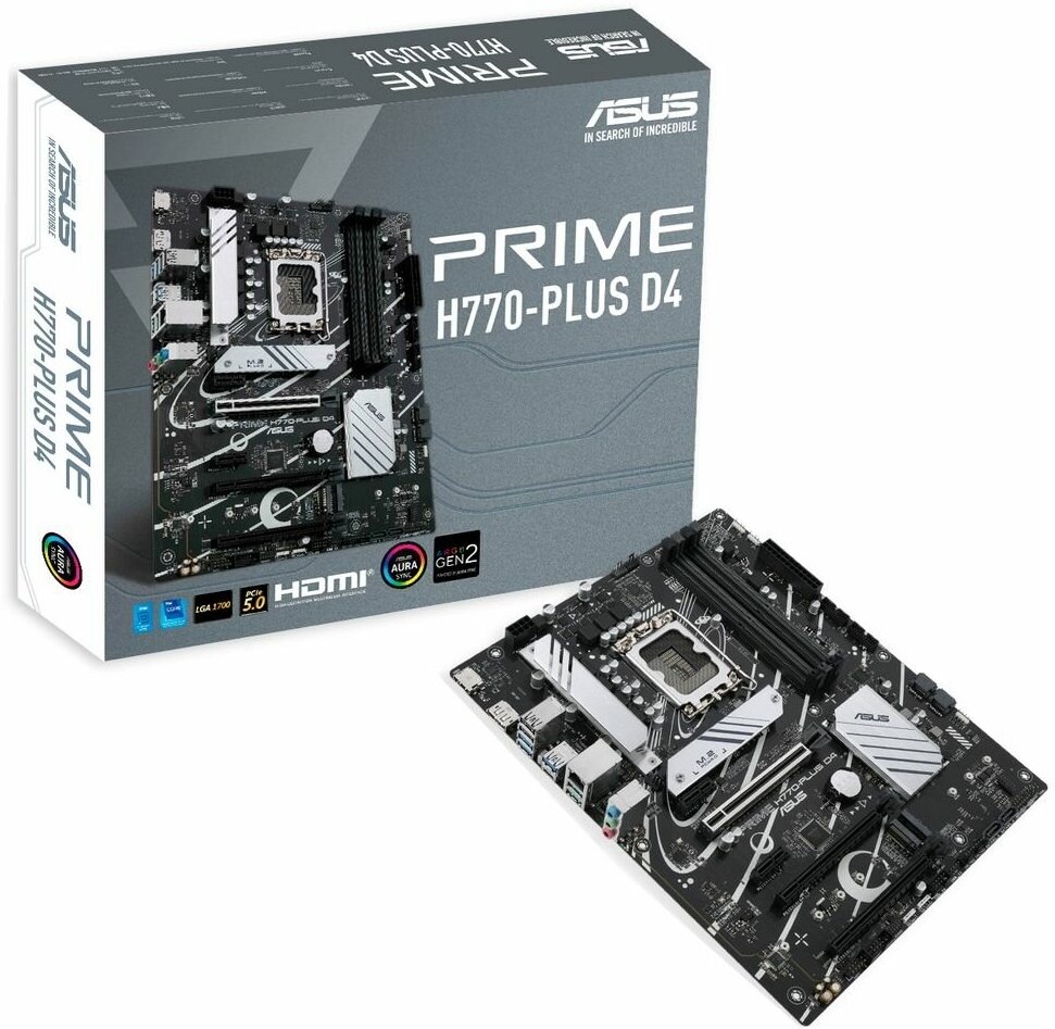 Материнская плата ATX ASUS (LGA1700, H770, 4*DDR4 (5066), 4*SATA 6G RAID, 3*M.2, 5*PCIE, 2.5Glan, HDMI, DP, USB Type-C, 5*USB 3.2, - фото №4