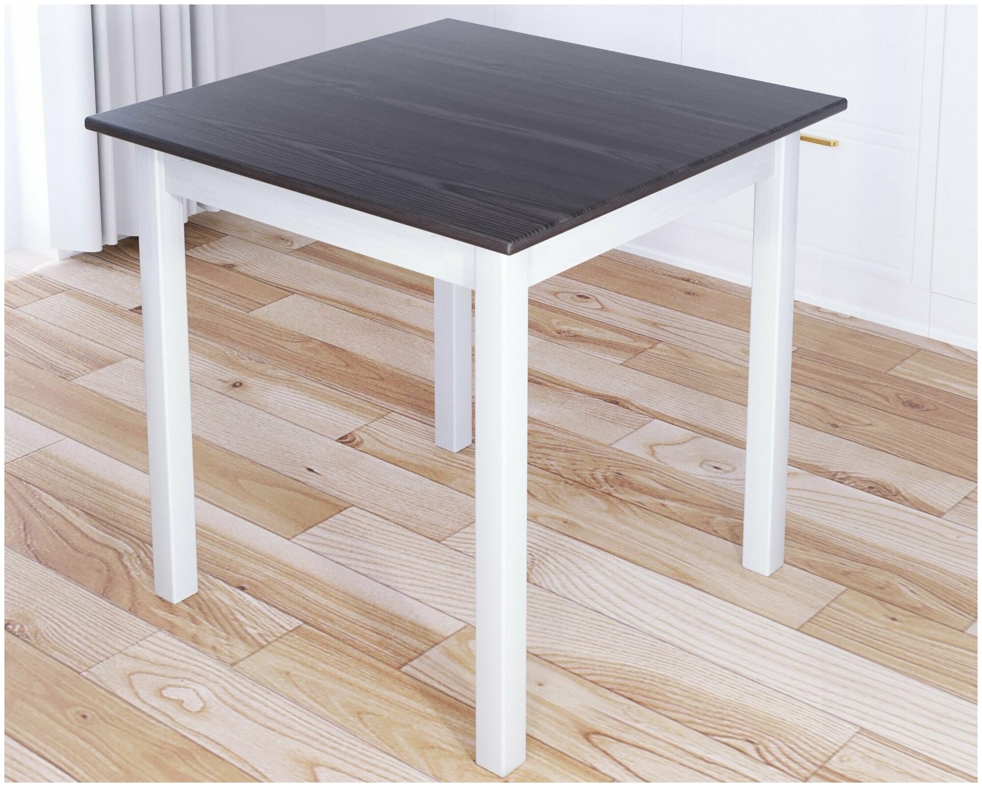 Стол кухонный Классика квадратный со столешницей цвета венге 20 мм и ножками белого цвета, 60х60х75 см