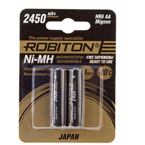 Аккумулятор Robiton AA 2450 mAh HR-3UTGX Japan 2450мАч BL2 [MH2450AA], 1 аккум. аккумулятор robiton 1000nzaaa 2 ni zn aaa 1000мвтч 550мач bl2