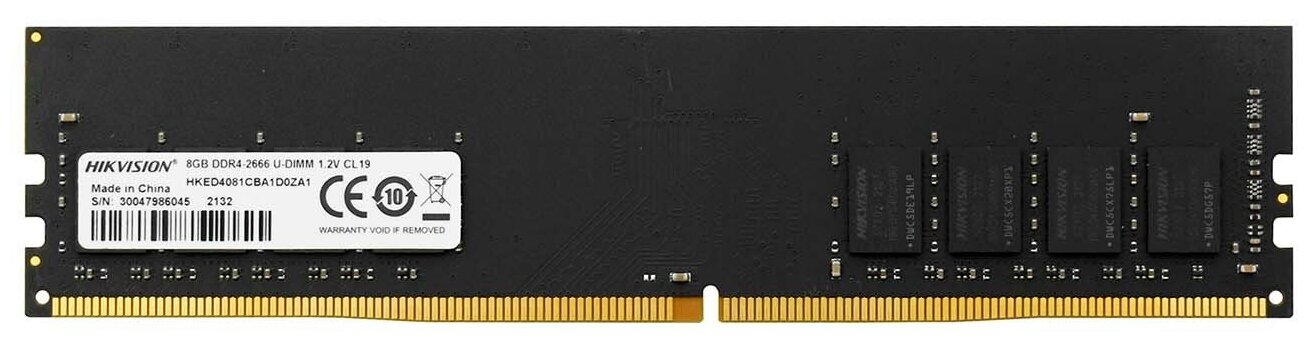 Память DDR4 8Gb 2666MHz Hikvision HKED4081CBA1D0ZA1/8G RTL PC4-21300 CL19 DIMM 288-pin 1.2В Ret