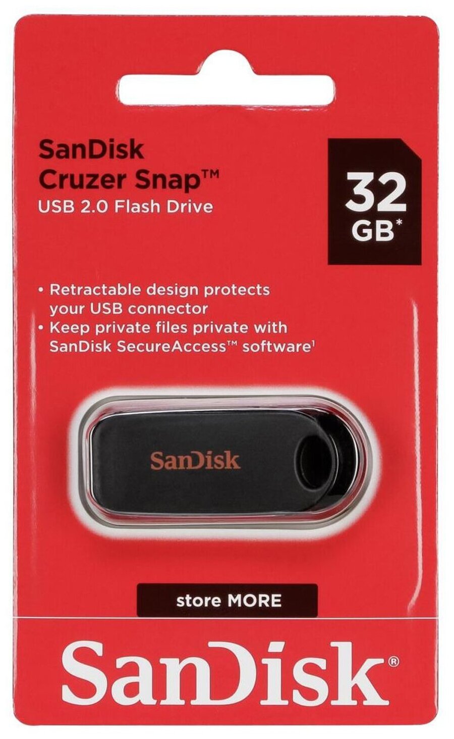 Флеш накопитель 32GB SanDisk CZ62 Cruzer Snap, USB 2.0, Black SDCZ62-032G-G35