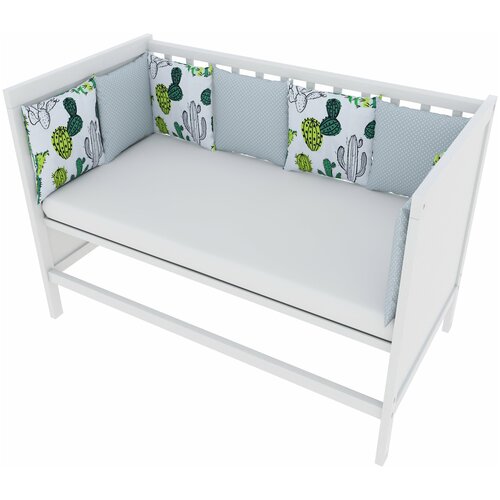 фото Бортик в кроватку 12 предметов (12 подушек-бортиков) amarobaby кактусы (белый)