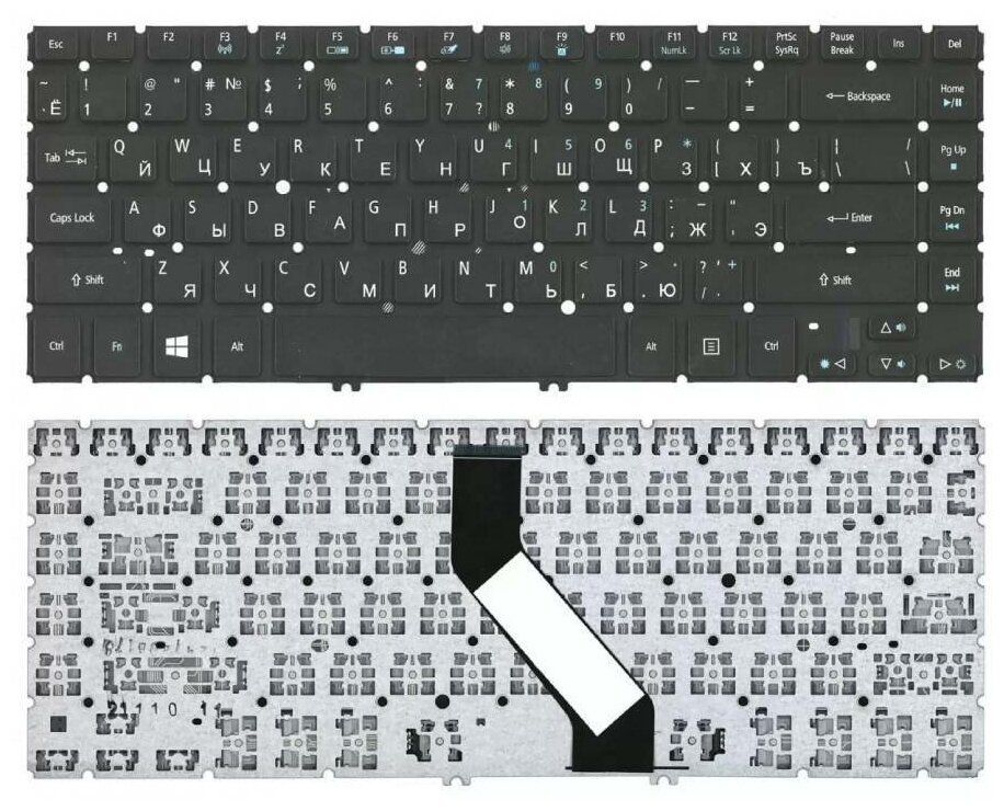 Клавиатура keyboard NSK-R24SW 0R для ноутбука Acer Aspire V5-431 V5-431P V5-431G V5-471 V5-471G V5-471P черная с подсветкой без рамки