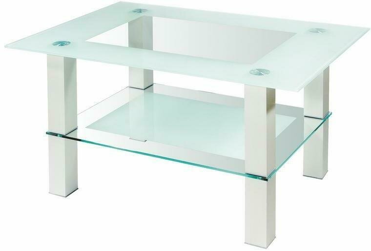 Стол журнальный Мебелик Кристалл 2 Алюминий/Прозрачное стекло