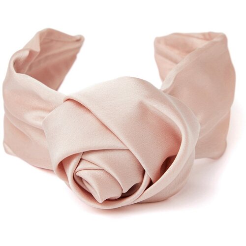 Бежевый атласный ободок с розой из ткани Размер onesize бежевый