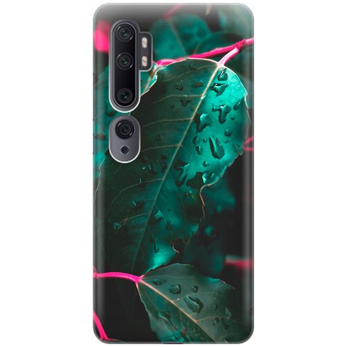 фото Re:pa накладка transparent для xiaomi mi note 10 / note 10 pro с принтом "капли на листьях"