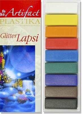 Набор пластики Артефакт LAPSI GLITTER 9 классических цветов с блестками 180г