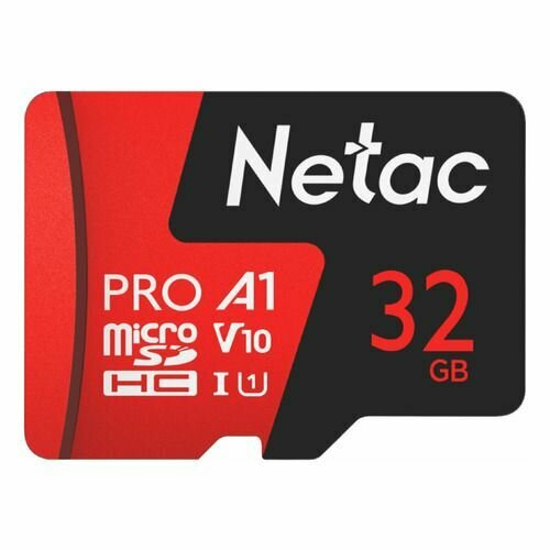 Карта памяти microSDHC UHS-I U1 NETAC P500 Extreme Pro 32 ГБ, 100 МБ/с, Class 10, NT02P500PRO-032G-R, 1 шт, переходник SD