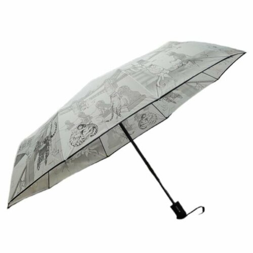 Зонт Euroclim, автомат, 3 сложения, купол 115 см, 10 спиц, белый