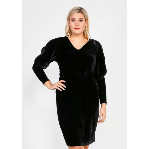 Платье повседневное, полуприлегающее, размер 58, черный