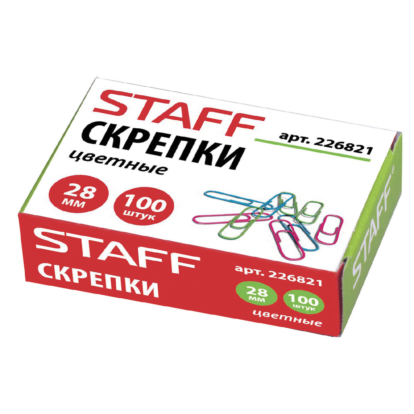 STAFF Скрепки, 226821, 28 мм (100 шт.) разноцветный 100 шт. - фото №12