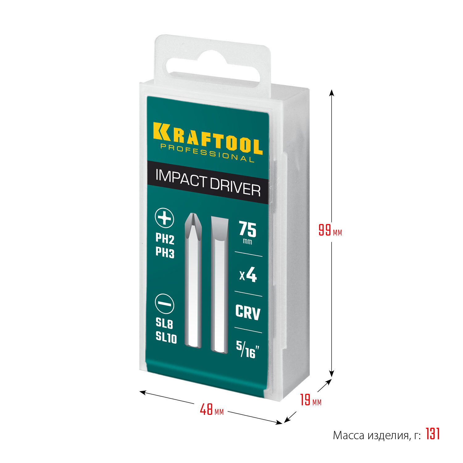 KRAFTOOL 75 мм, 4 шт, Набор бит для ударной отвертки (25552) - фотография № 10