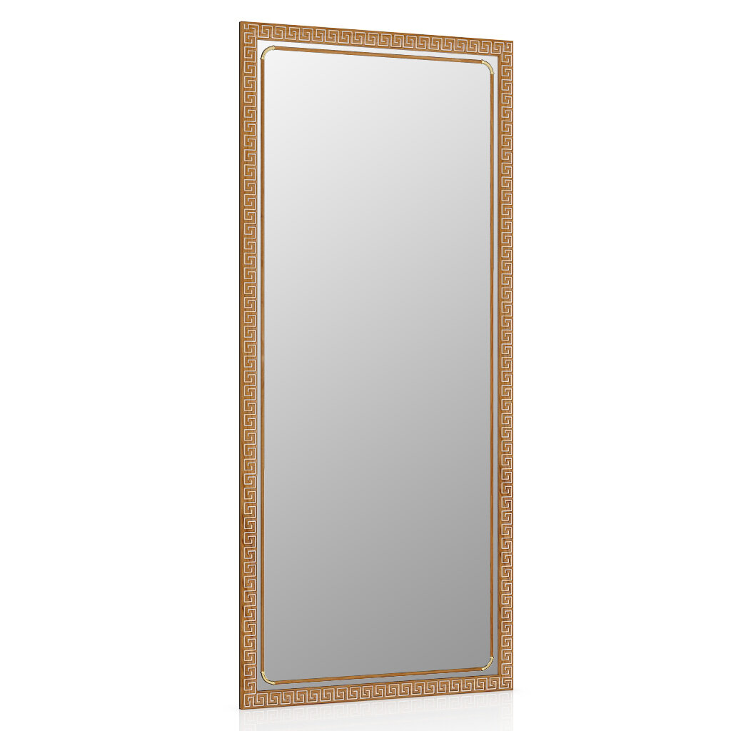 Зеркало 119С тёмный орех, греческий орнамент, ШхВ 45х100 см, зеркала для офиса, прихожих и ванных комнат, горизонтальное или вертикальное крепление