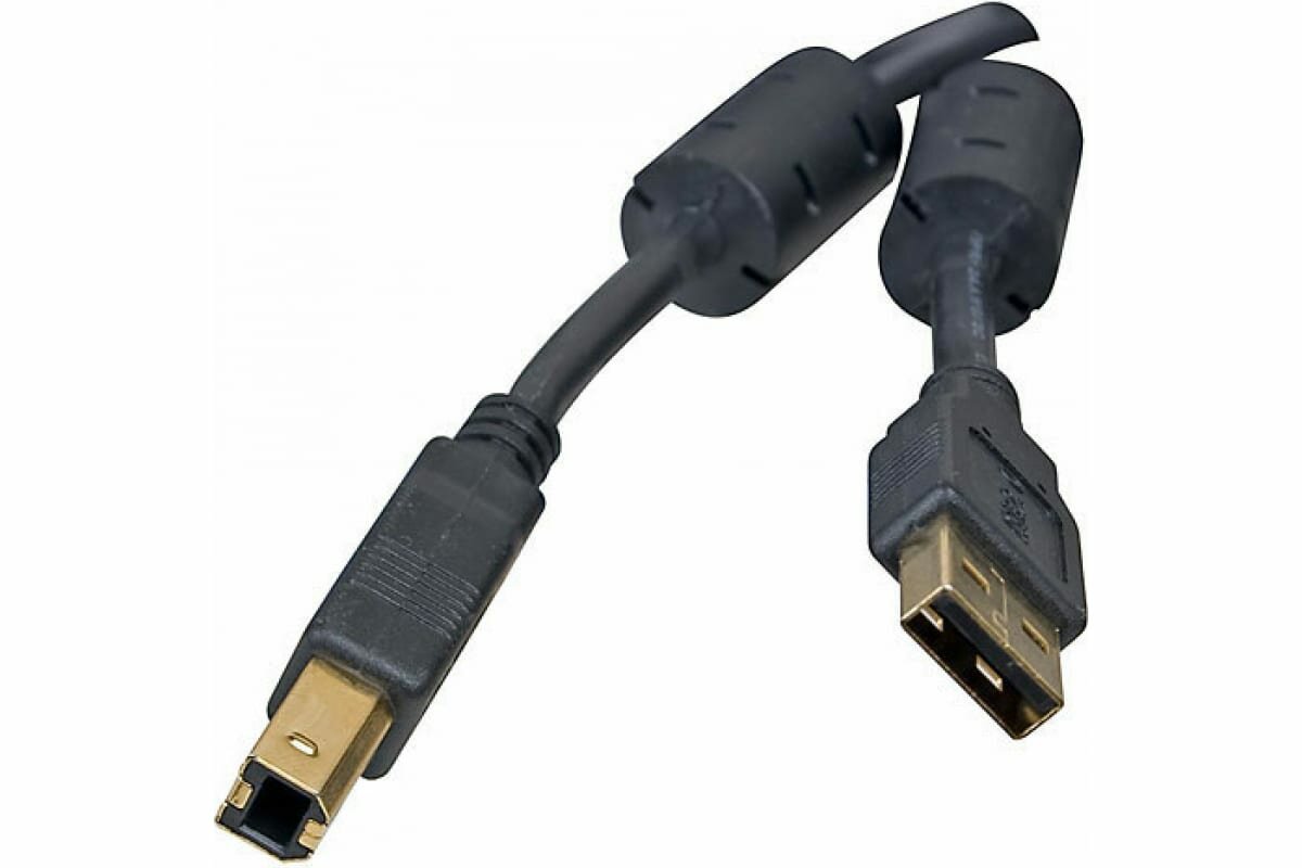 Кабель USB2.0 5bites , AM/BM, 3м, золотые разъемы, ферр. кольца, черный