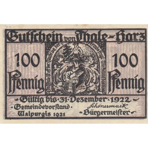 Германия (Веймарская Республика) Тале-ам-Гарц 100 пфеннигов 1921 г. (№2) (2) германия веймарская республика тале ам гарц 50 пфеннигов 1921 г 2 2