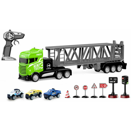 Радиоуправляемый автовоз с машинками и набор дорожных знаков 2WD акб 116 - GM1919C 3632₽