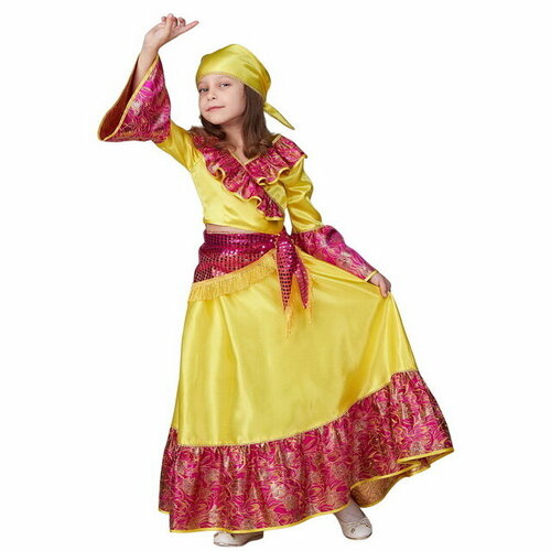 Батик Карнавальный костюм Цыганка в желтом наряде карнавальный костюм цыганка косынка блузка юбка пояс цвет красный обхват груди 64 см рост 122 см