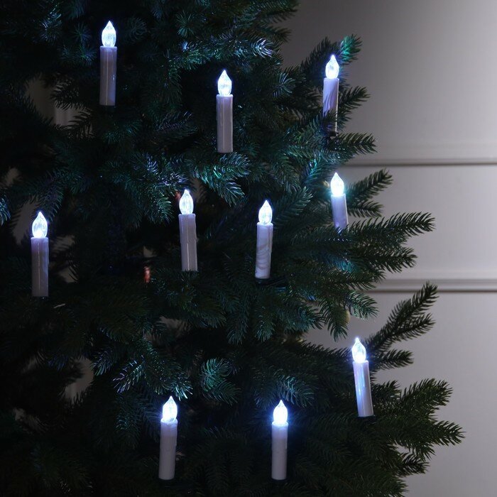 Luazon Lighting Светодиодные свечи на прищепках 10 см, 10 штук, батарейки ААх1 (не в комплекте), пульт ДУ, свечение мульти (RGB)