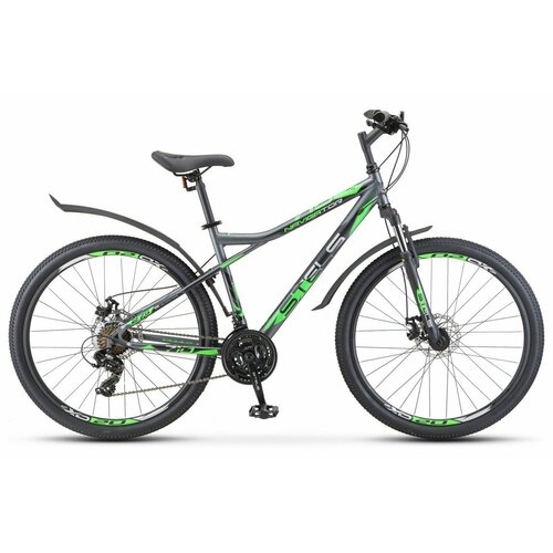 Горный велосипед Stels Navigator 710 MD 27.5 V020, год 2023, цвет Серебристый-Зеленый, ростовка 18