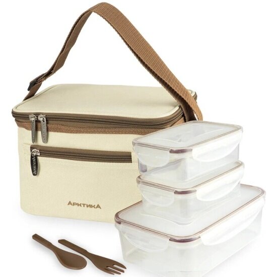 фото Ланч-сумка с тремя контейнерами арктика , 2,5 л, 020-2500-3-BG, бежевая