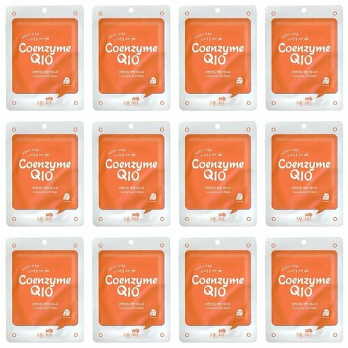 Mijin MJ CARE Маска тканевая для лица с коэнзимом MJ on Coenzyme Q10 Mask, pack 22 гр, 12 шт