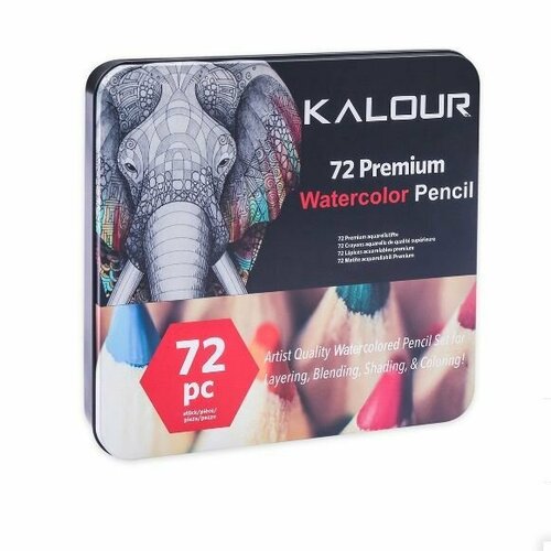 Карандаши цветные 72 цвета KALOUR профессиональные в металлической коробке