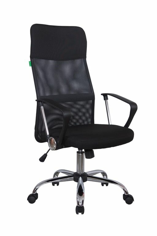 Компьютерное кресло Riva Chair 8074 (подголовник - экокожа) Чёрная ткань/Чёрная сетка