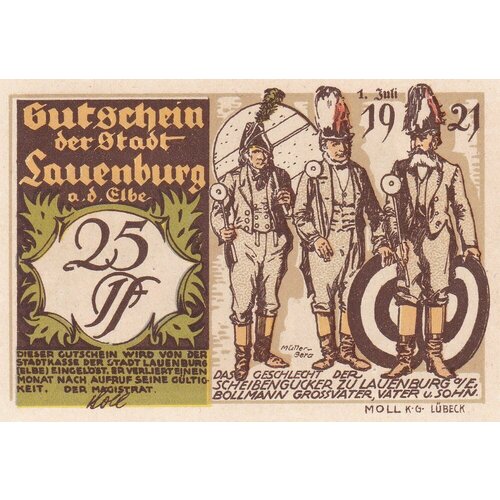 германия веймарская республика эберсвальде 25 пфеннигов 1921 г Германия (Веймарская Республика) Лауэнбург 25 пфеннигов 1921 г.