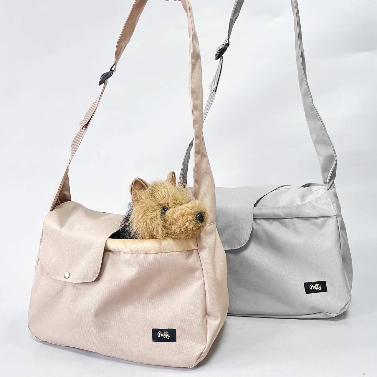 Летняя сумка-слинг для малых собак бежевая Puffy Нормал - фотография № 6