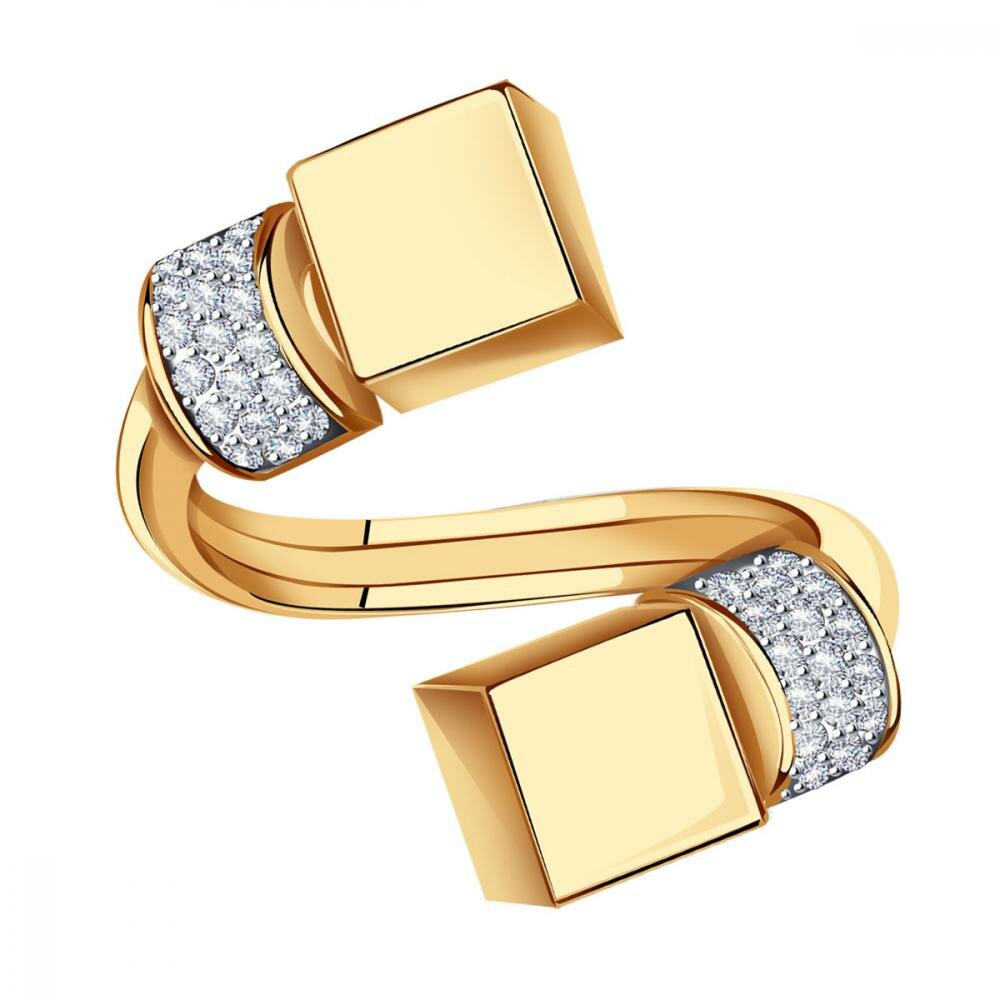 Перстень Diamant online, красное золото, 585 проба, фианит